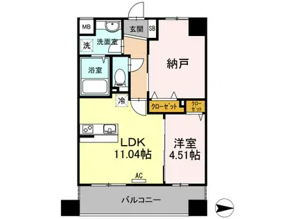 コンフォートレジデンス仙台東口(1LDK/4階)の間取り写真