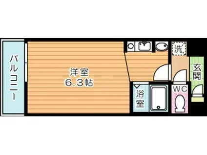 ベルガ中津口(ワンルーム/2階)の間取り写真