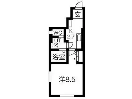 ル・メイユール上江釣子(1K/1階)の間取り写真