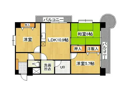 ルネッサンス宮ノ尾II(3LDK/3階)の間取り写真