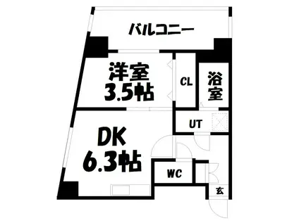 ファステート京都東寺グラン(1DK/5階)の間取り写真