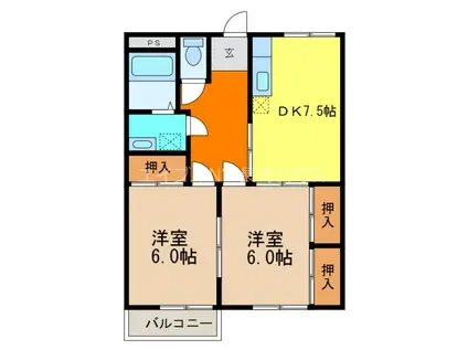 高柳コーポ(2DK/1階)の間取り写真