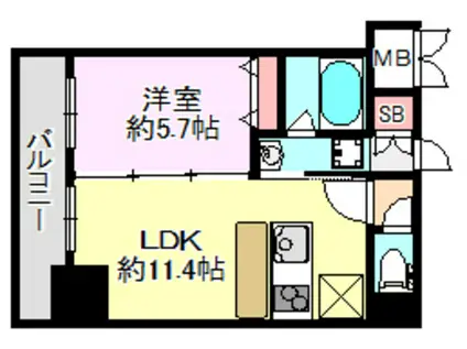 プレジオ新大阪ROUGE(1LDK/6階)の間取り写真