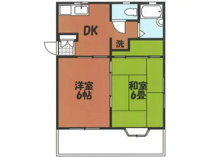 アパートミナモト(2DK/1階)の間取り写真