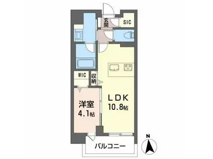 ウェルホームズ法円坂(1LDK/7階)の間取り写真