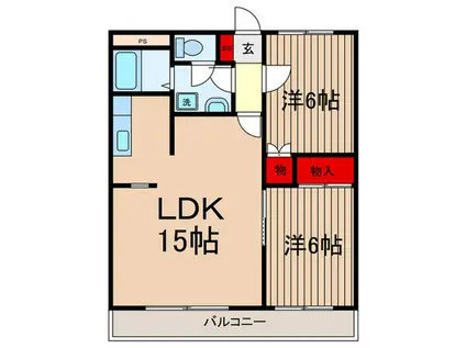 立石コーポラス(2LDK/3階)の間取り写真