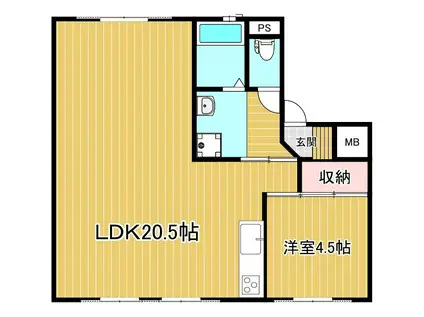 FLORA KITAKATA 1号棟(1LDK/2階)の間取り写真