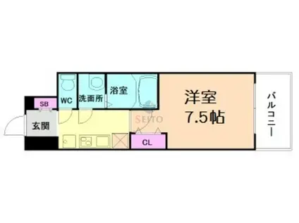 LUXE新大阪V(1K/2階)の間取り写真