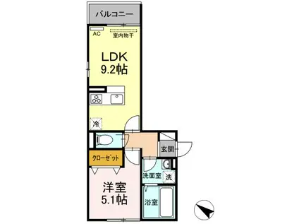 GRAND SOLEIL小倉北(1LDK/3階)の間取り写真