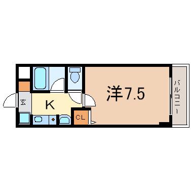 シャンテ21(1K/3階)の間取り写真