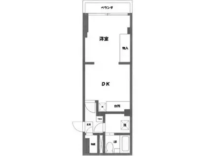第1鈴木ビル(ワンルーム/2階)の間取り写真