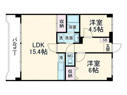 シャトー春日部(2LDK/3階)の間取り写真