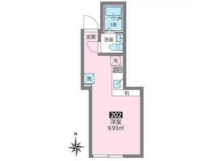 CASADIA赤塚(ワンルーム/2階)の間取り写真