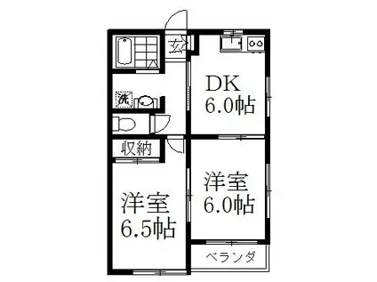 メゾンKAZU A棟(2DK/2階)の間取り写真