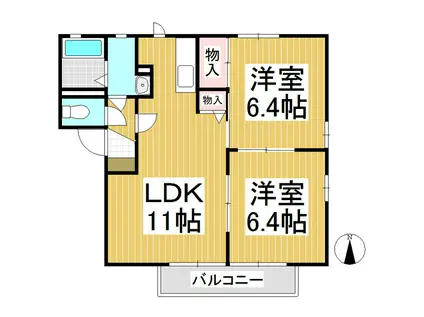 フォーレス広田 B(2LDK/2階)の間取り写真