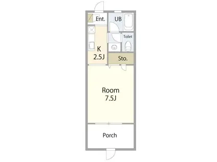 SEABELL I(1K/1階)の間取り写真