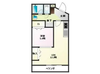 クラウドナイン(1LDK/3階)の間取り写真