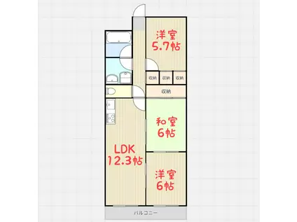 メゾンファミイユ(3LDK/3階)の間取り写真