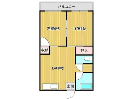 SHERRY 垢田南(2DK/2階)の間取り写真