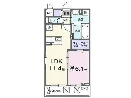 グランハイムII(1LDK/3階)の間取り写真