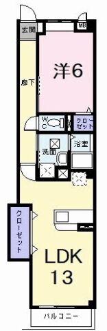 ＪＲ牟岐線 阿波中島駅 徒歩13分 2階建 築21年(1LDK/2階)の間取り写真