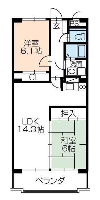 NH菰口(2LDK/3階)の間取り写真