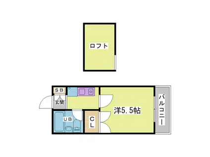 サニーウェル鈴蘭(1K/2階)の間取り写真