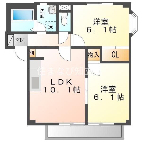 PASCA(2LDK/1階)の間取り写真