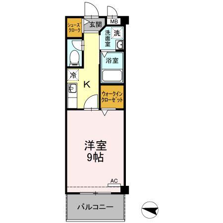 OCEAN TERRACE(1K/2階)の間取り写真