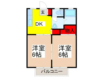 KASUMIハイツE(2DK/2階)の間取り写真