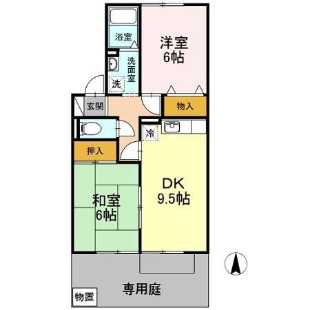 セジュールミキ B(2DK/1階)の間取り写真