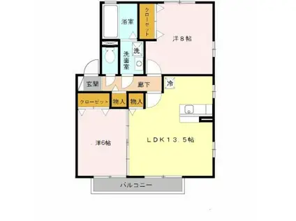 リビングタウン加美北 B棟(2LDK/2階)の間取り写真