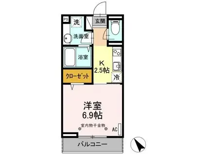 美麗・十日町(1K/2階)の間取り写真