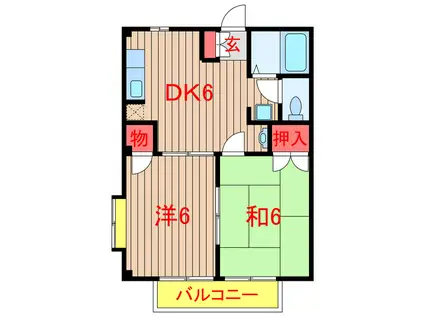 ガーデンヒルズ薬園台 (2DK/1階)の間取り写真