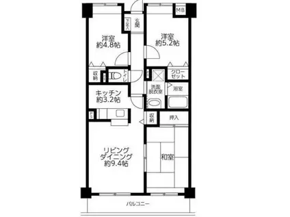 クレストAB(3LDK/2階)の間取り写真