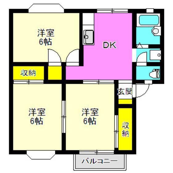 グランドール中居 A棟(3DK/1階)の間取り写真