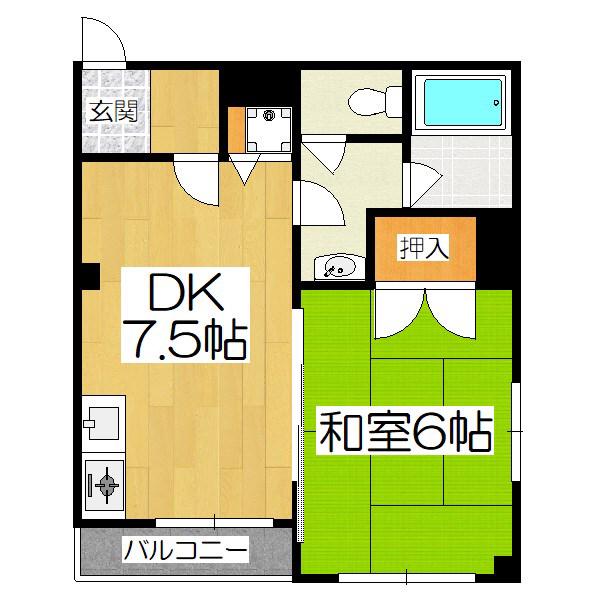 プルミエール勧修寺(1DK/1階)の間取り写真