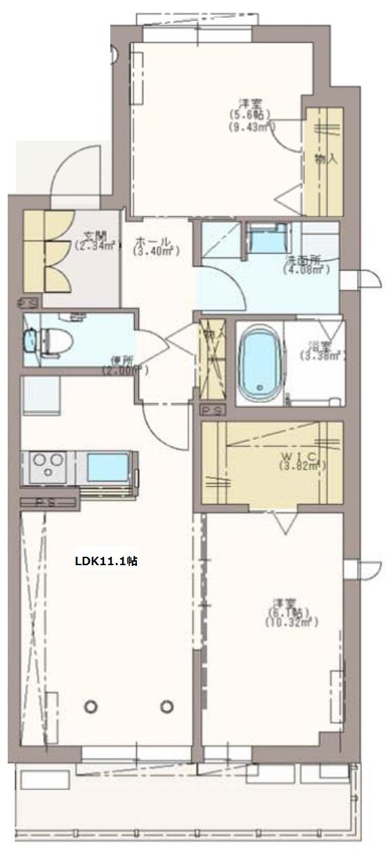 グレース翠VII(2LDK/2階)の間取り写真