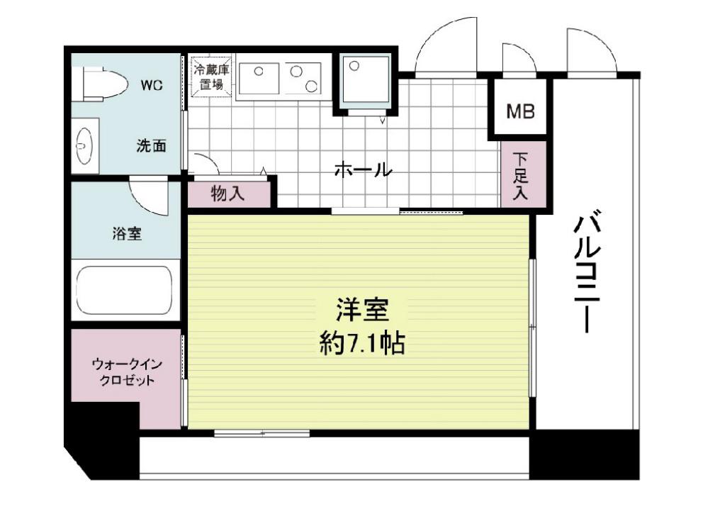 ISM谷町六丁目(1K/6階)の間取り写真