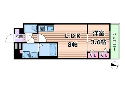 ALIVIS緑橋(1LDK/1階)の間取り写真