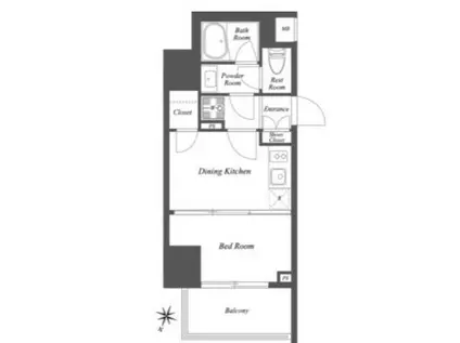 THE GATEHOUSE雑司が谷(1DK/14階)の間取り写真