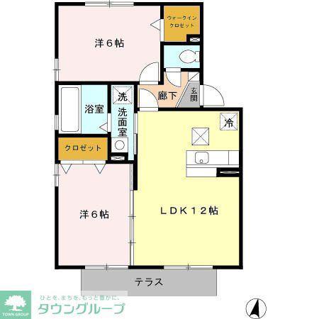 サニーハウスB(2LDK/1階)の間取り写真