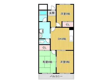 グレースコート青葉丘(3DK/2階)の間取り写真