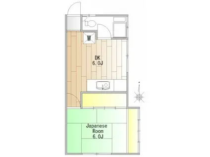 笹野アパート(1DK/1階)の間取り写真