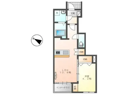 サンローズII(1LDK/1階)の間取り写真