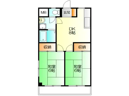 ベイヒルハイム(2DK/1階)の間取り写真