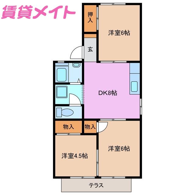 グランドハイツ清水II(3DK/1階)の間取り写真