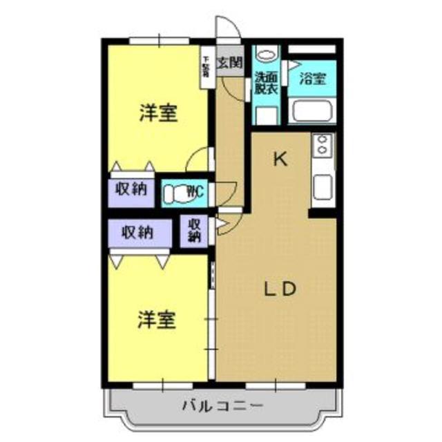 プランドール柳原(2LDK/2階)の間取り写真