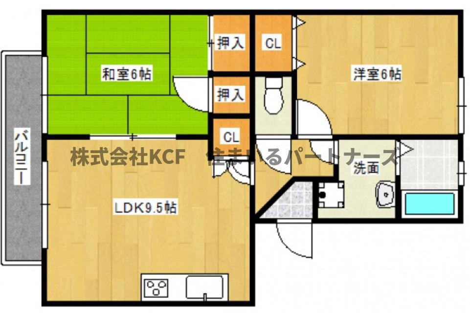 シャンポール(2LDK/1階)の間取り写真