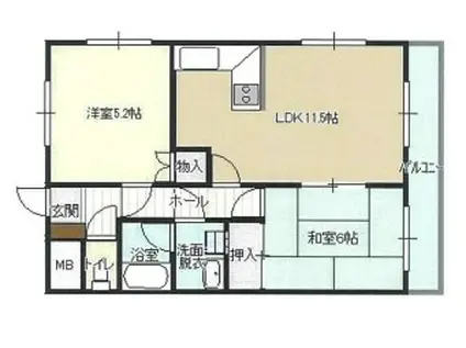 MTハイツ(2LDK/1階)の間取り写真